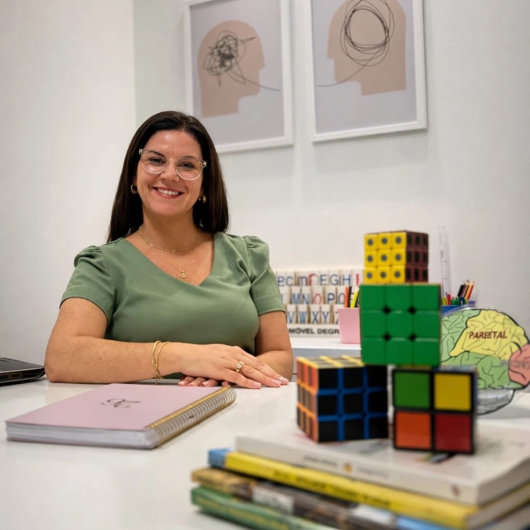 Psicopedagoga Clege Ferranti em seu espaço clínico